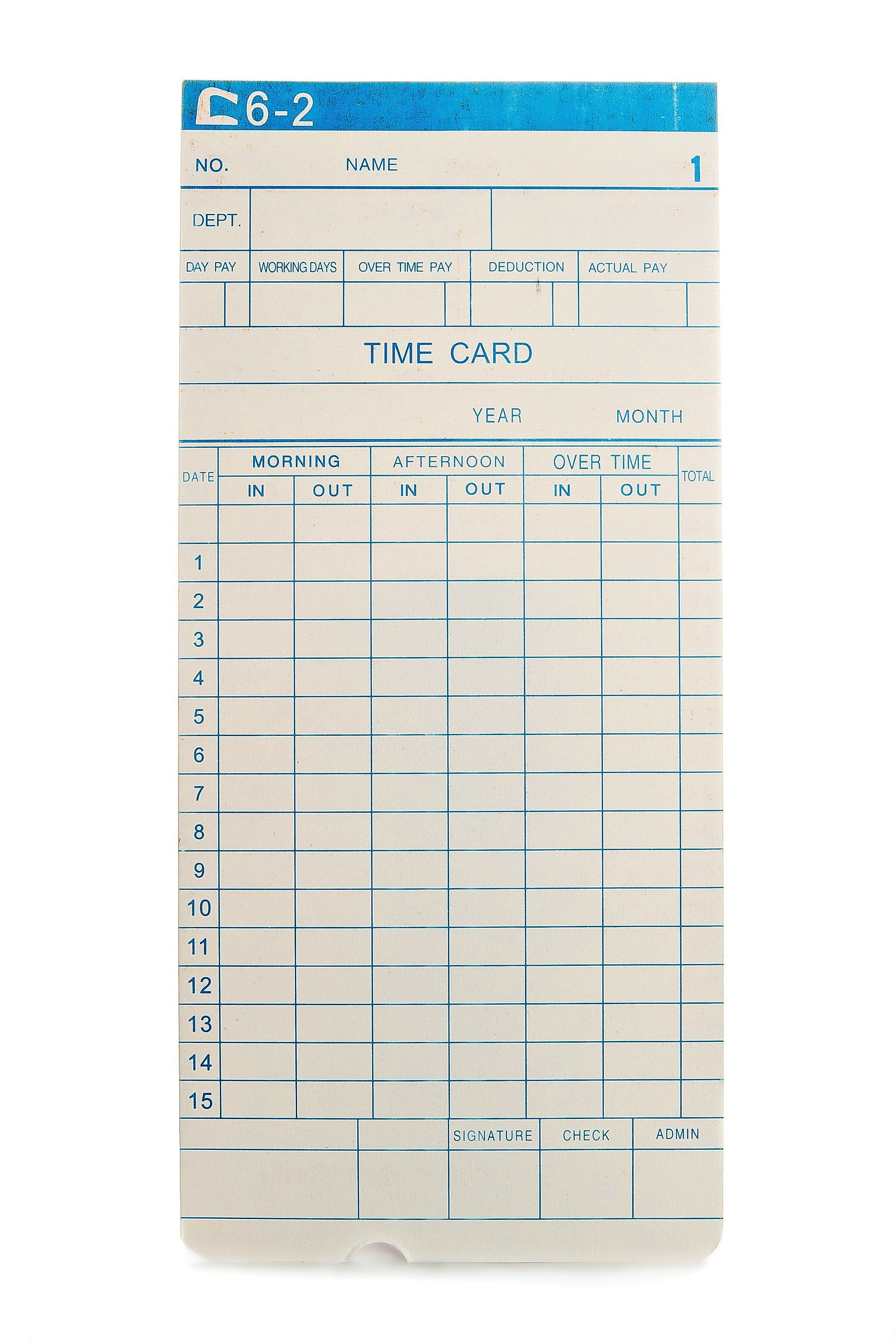 Monthly Clocking in Card